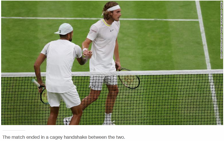 Nick Kyrgios Derided A "Bully" And A "Bad Guy" By Losing To Fellow Wimbledon Competitor Stefanos Tsitsipas.